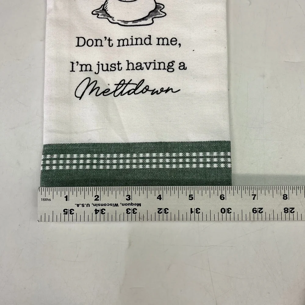 Kay Dee Designs Snarkasms Snowman Meltdown Cotton Tea‎ Towel White Green H6612